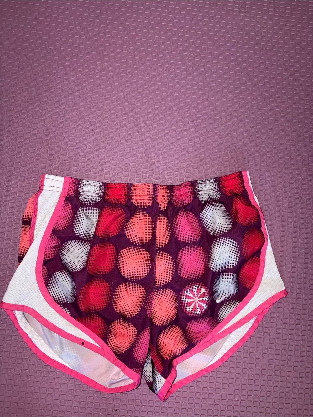 Nike Women’s Purple and Pink Bubble Print Athletic Shorts
